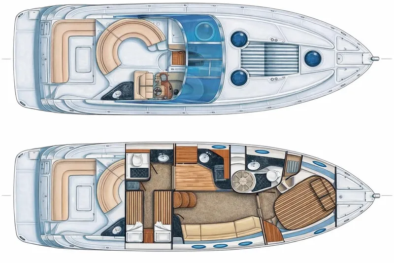 Slide: The Image of 2009 Regal Commodore 4060 yacht floor plan, featuring spacious seating and modern amenities. - 33