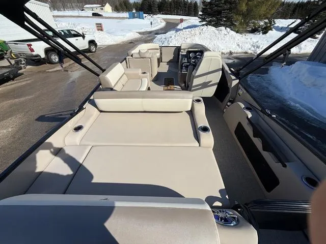 Slide: The Image of 2025 Tahoe Cascade 2385 Versatile Rear Lounger boat with spacious seating and modern design. - 8