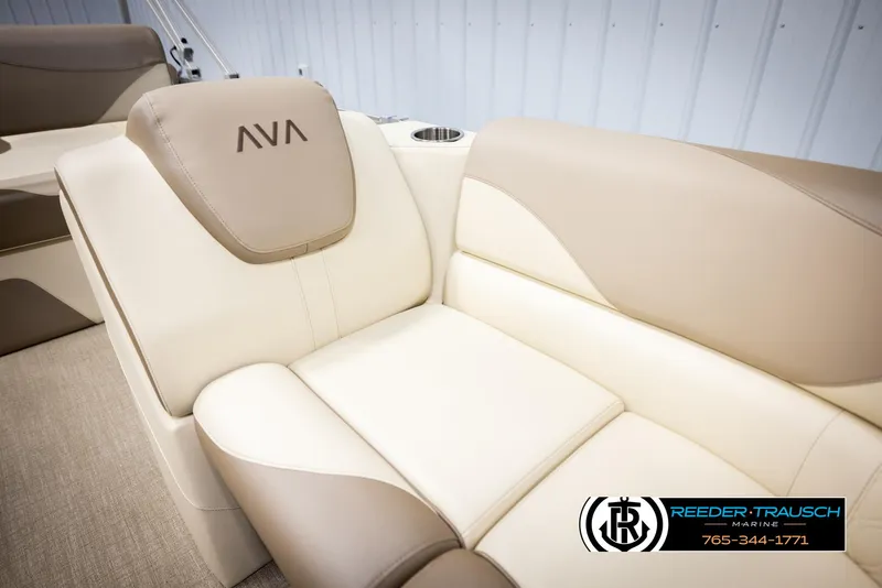 Slide: The Image of Luxurious seating in 2025 Avalon LSZ QLS boat, featuring beige and cream upholstery. - 40