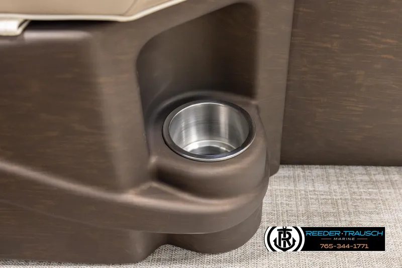 Slide: The Image of Cup holder in 2025 Avalon LSZ QLS boat interior, featuring Reeder Trausch Marine branding. - 44