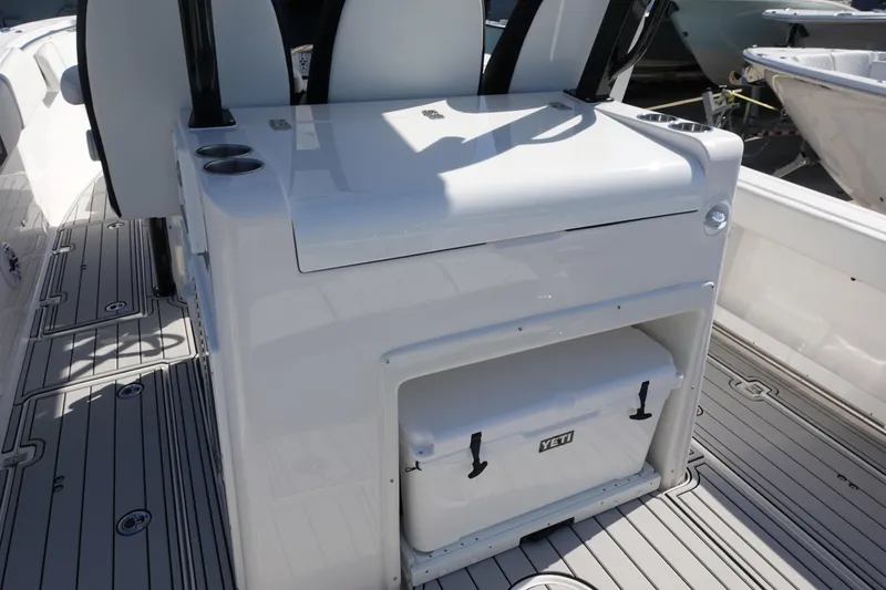 Slide: The Image of Inverter charger and shore power outlet on 2025 Sea Fox 328 Commander boat. - 17