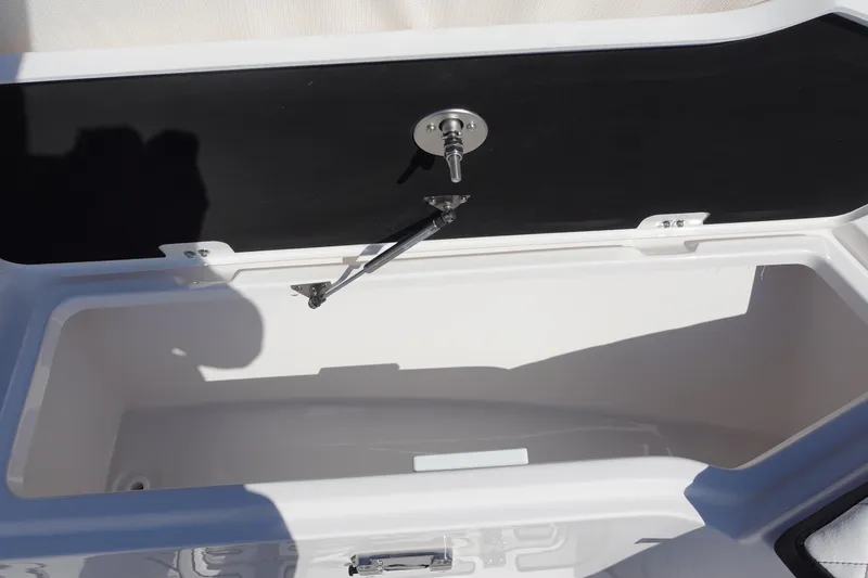 Slide: The Image of 2025 Sea Fox 328 Commander boat with luxurious white seating and diamond stitching. - 29