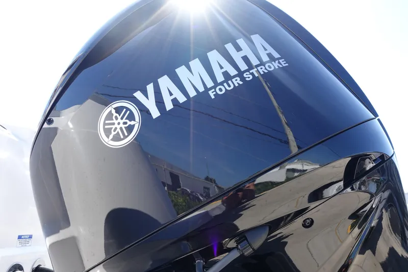 Slide: The Image of 2025 Sea Fox 328 Commander boat interior with open storage compartment. - 33