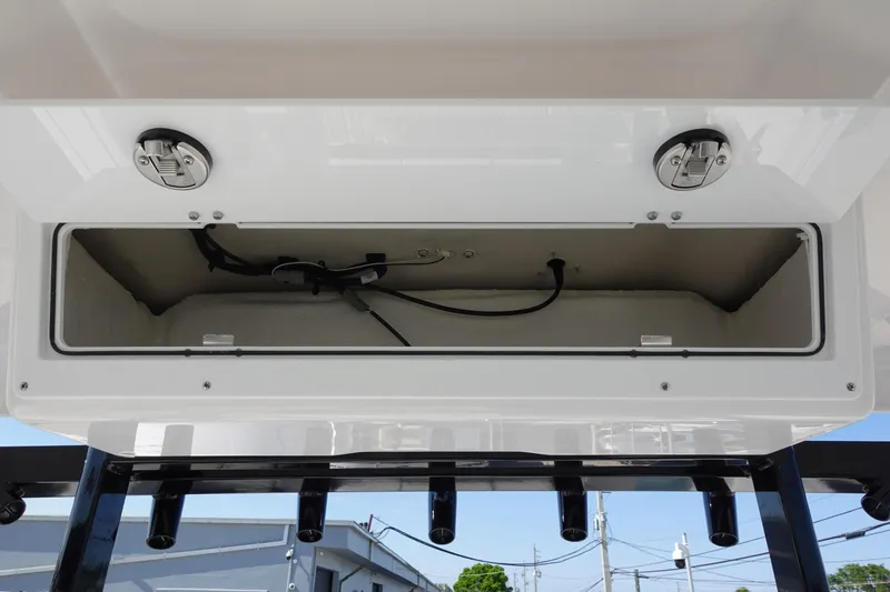 Slide: The Image of Luxury seating on 2025 Sea Fox 328 Commander boat with diamond-stitched upholstery. - 9