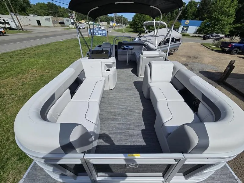 Slide: The Image of 2025 Godfrey Sweetwater 2086 C pontoon boat with spacious seating and modern design. - 6