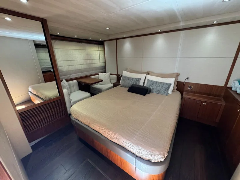 Slide: The Image of Luxurious cabin interior of 2017 Sunseeker Predator 57 yacht with elegant furnishings. - 23