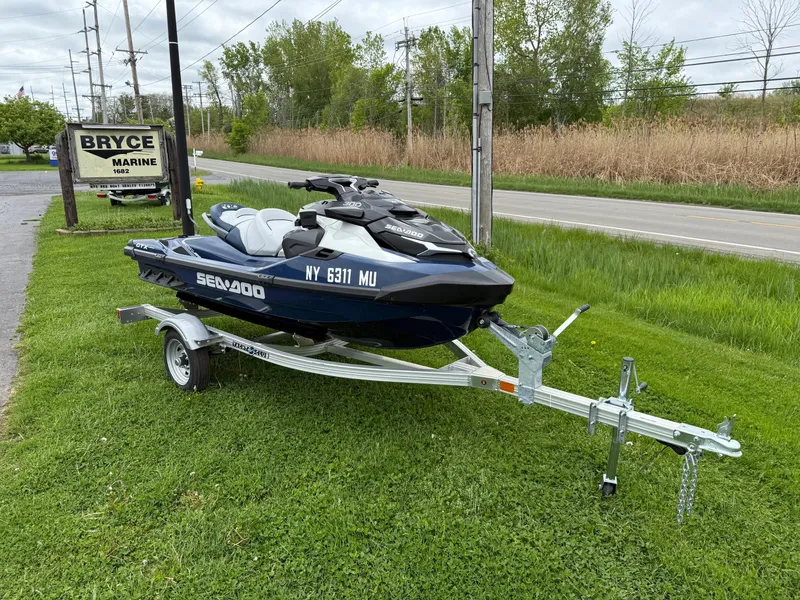 Slide: The Image of 2024 Sea-Doo GTX Limited 300 Blue Abyss on trailer at Bryce Marine. - 1