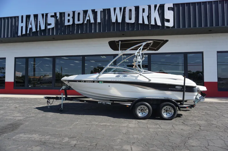 Slide: The Image of 2006 Chaparral SSi 190 boat on trailer at Hans' Boat Works dealership. - 3