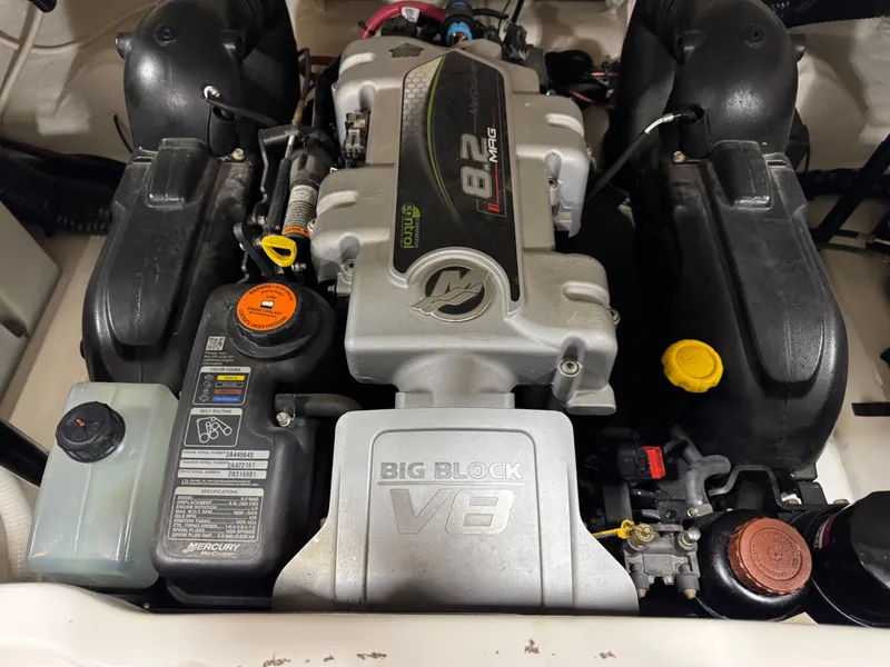 Slide: The Image of 2012 Sea Ray 250 SLX engine, 8.2L V8, Big Block, detailed view. - 14