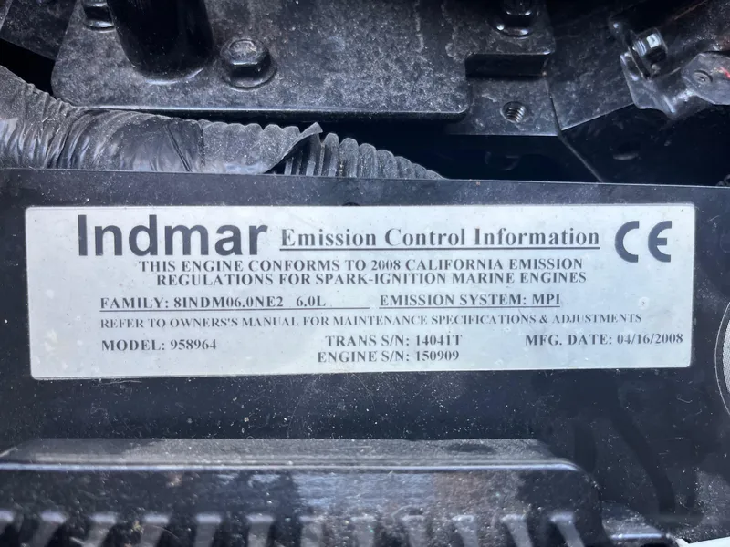Slide: The Image of 2008 MasterCraft X35 Indmar engine emission control label, California compliant, model 958964. - 41