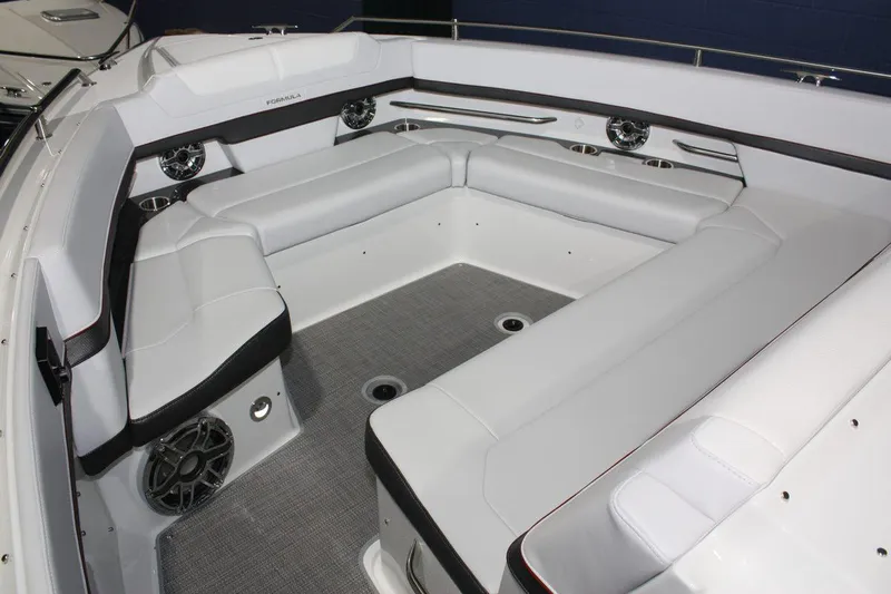 Slide: The Image of 2023 Formula 380 Super Sport Crossover OB interior with spacious seating and modern design. - 32