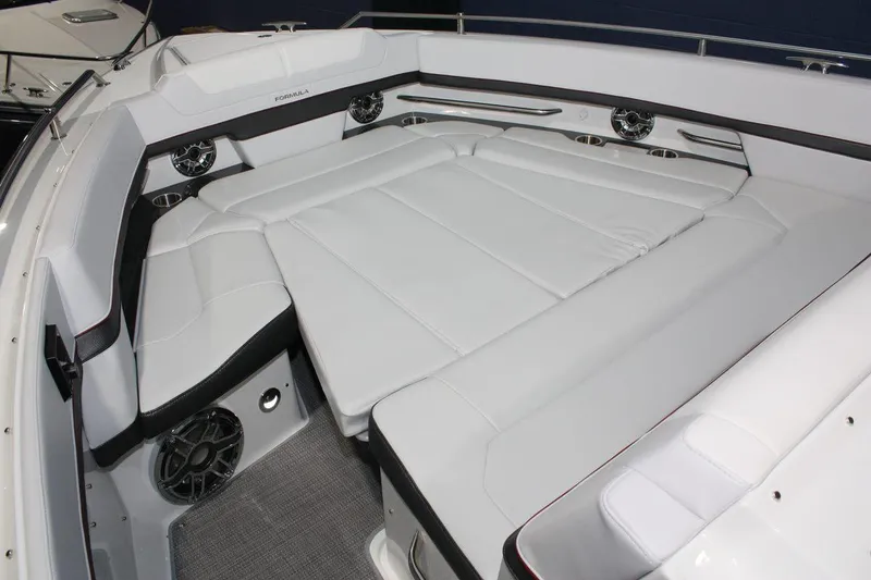 Slide: The Image of 2023 Formula 380 Super Sport Crossover OB boat interior with spacious seating and modern design. - 34
