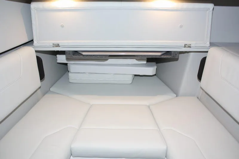 Slide: The Image of 2023 Formula 380 Super Sport Crossover OB interior with white cushioned seating. - 43