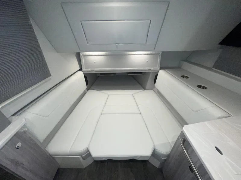 Slide: The Image of 2023 Formula 380 Super Sport Crossover OB interior with sleek, modern seating and storage. - 44