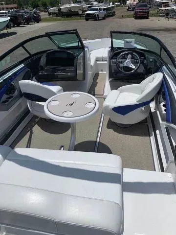 Slide: The Image of 2017 Monterey 197 Outboard boat interior with seating and steering wheel. - 3