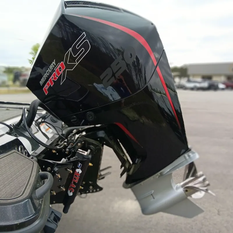 Slide: The Image of 2025 Triton 20XP Patriot with Mercury Pro XS 250 outboard motor. - 5