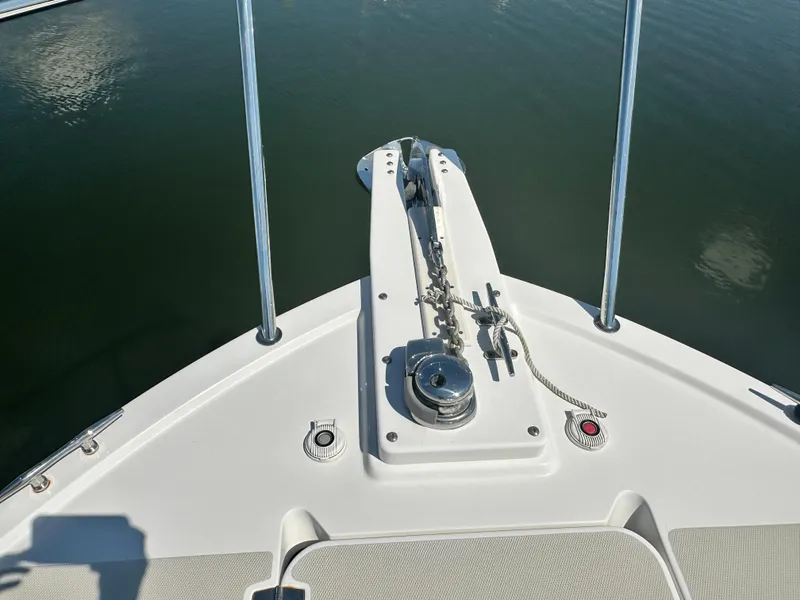 Slide: The Image of Bow of 2013 Back Cove 34 boat with anchor and winch system. - 20