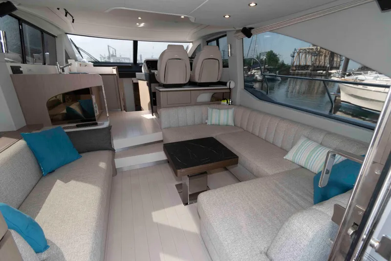 Slide: The Image of Luxurious interior of 2022 Azimut Fly 50 yacht with spacious seating and modern design. - 23