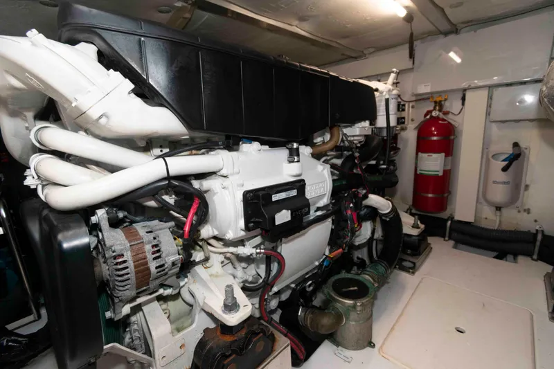 Slide: The Image of Engine room of 2022 Azimut Fly 50 yacht, featuring modern equipment and fire safety system. - 44