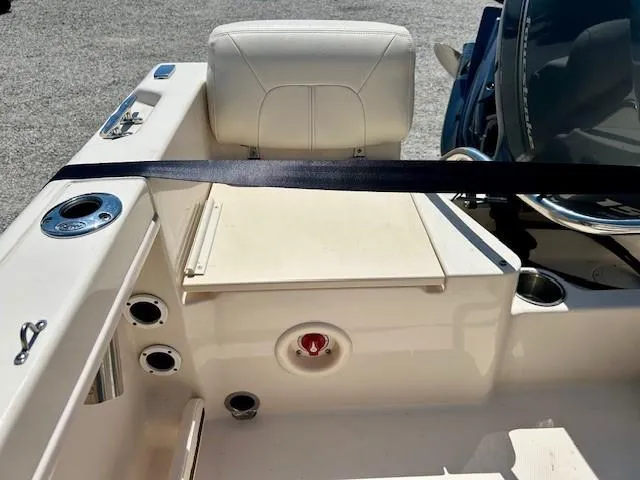 Slide: The Image of 2020 Grady-White Fisherman 180 boat interior with seating and storage compartments. - 13