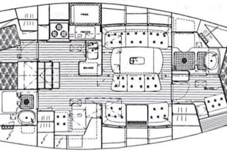 Slide: The Image of Floor plan of a 1992 Nautor Swan 44 yacht, showcasing interior layout and design. - 10