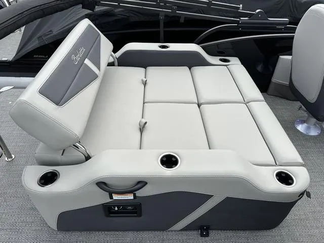 Slide: The Image of 2025 Barletta Boats C20UC luxury seating with cup holders and adjustable backrest. - 35