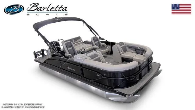 Slide: The Image of 2025 Barletta C20UC pontoon boat with sleek design and comfortable seating. - 46