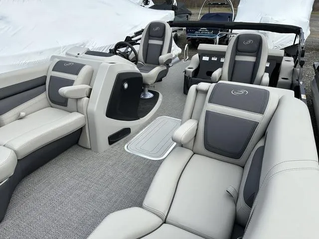 Slide: The Image of 2025 Barletta Boats C20UC interior with luxurious seating and modern design. - 5