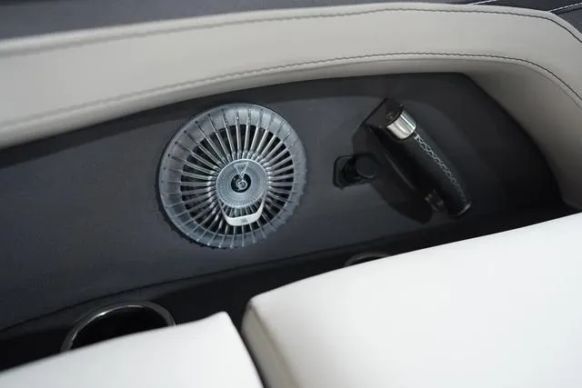 Slide: The Image of Interior detail of 2025 Barletta Corsa 23UC boat, featuring sleek design and modern controls. - 12