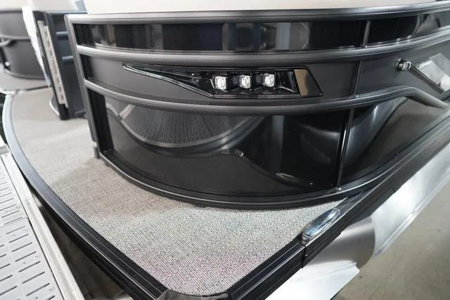 Slide: The Image of 2025 Barletta Corsa 23UC boat, sleek design with modern lighting and textured flooring. - 3