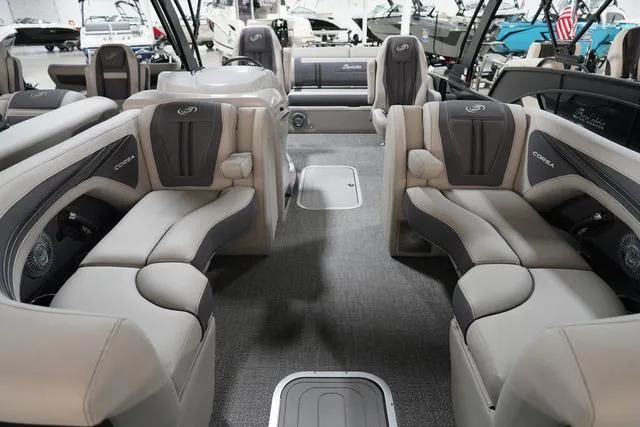 Slide: The Image of 2025 Barletta Corsa 23UC boat interior with luxurious seating and modern design. - 4