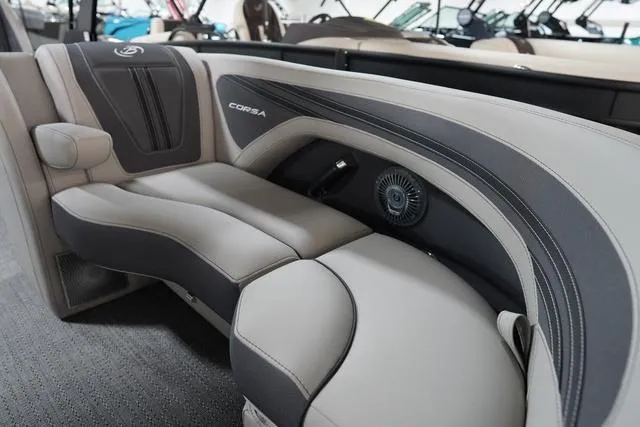 Slide: The Image of Luxurious seating in the 2025 Barletta Corsa 23UC boat, featuring sleek design and comfort. - 48