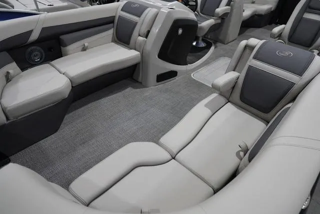 Slide: The Image of 2025 Barletta Boats C22QC interior with luxurious seating and modern design. - 18