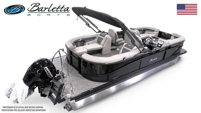 Slide: The Image of 2025 Barletta Boats C22QC pontoon with sleek design, spacious seating, and modern features. - 45