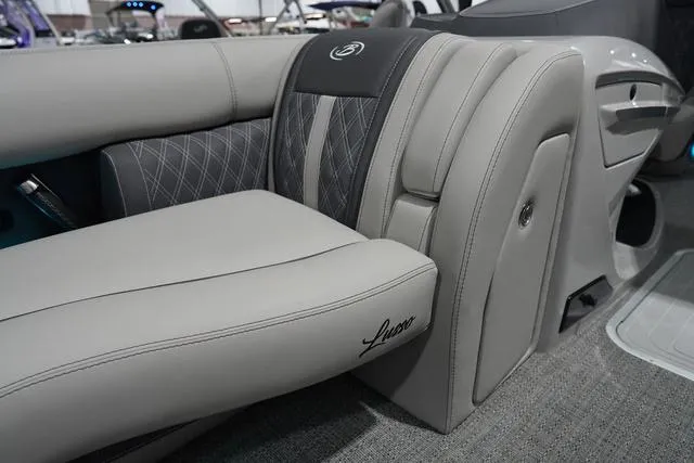 Slide: The Image of Luxurious seating in 2025 Barletta Boats L23M, featuring elegant stitching and premium materials. - 3