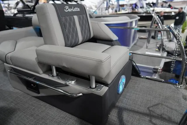 Slide: The Image of Barletta L23M 2025 boat seat with elegant design and modern features at a boat show. - 40
