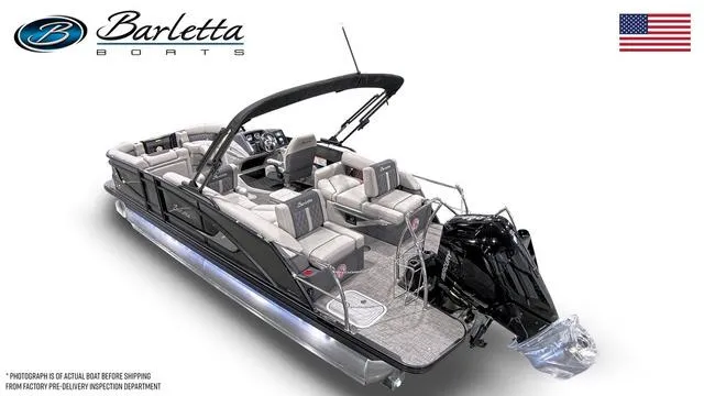 Slide: The Image of 2025 Barletta Boats L23M luxury pontoon with sleek design and modern features. - 44