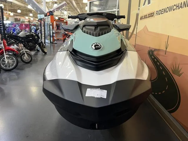 Slide: The Image of 2025 Sea-Doo Waverunner GTI displayed in showroom, front view. - 3