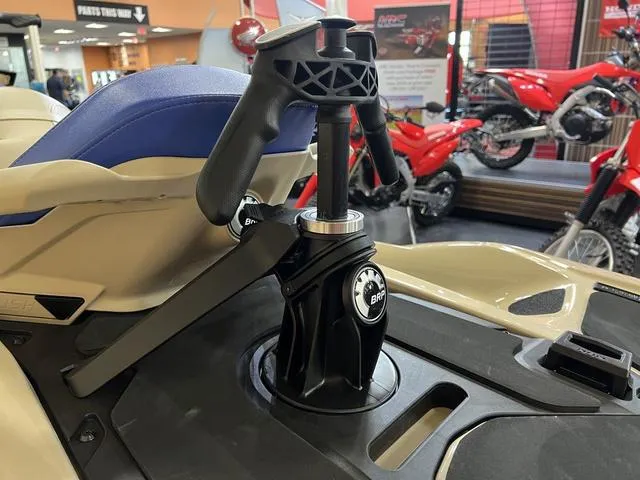 Slide: The Image of 2025 Sea-Doo Waverunner Wake handlebar in showroom, featuring ergonomic design and advanced controls. - 11