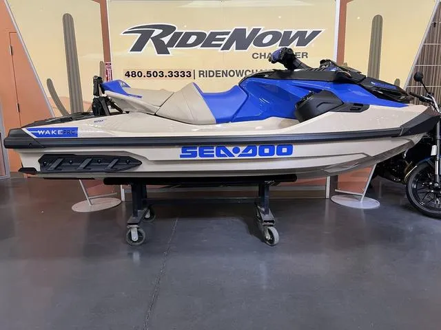 Slide: The Image of 2025 Sea-Doo Waverunner Wake on display at RideNow dealership. - 14