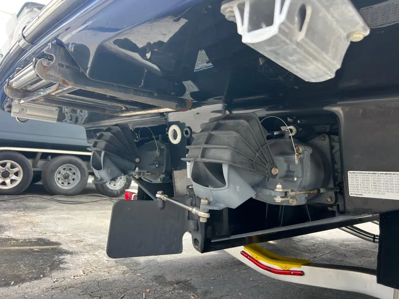 Slide: The Image of 2021 Yamaha Boats 252SE jet propulsion system close-up, showcasing dual engines and sleek design. - 9