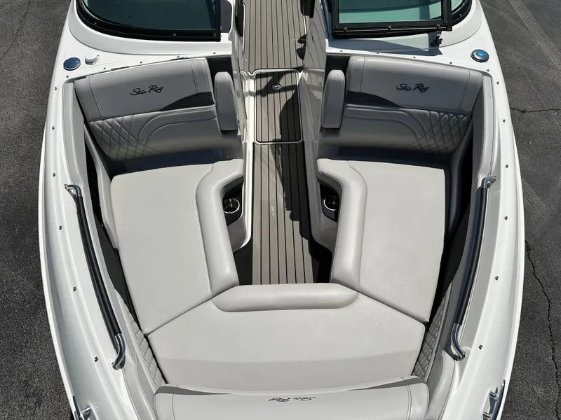 Slide: The Image of Luxurious interior of 2023 Sea Ray 260 SLX boat with elegant seating and modern design. - 14