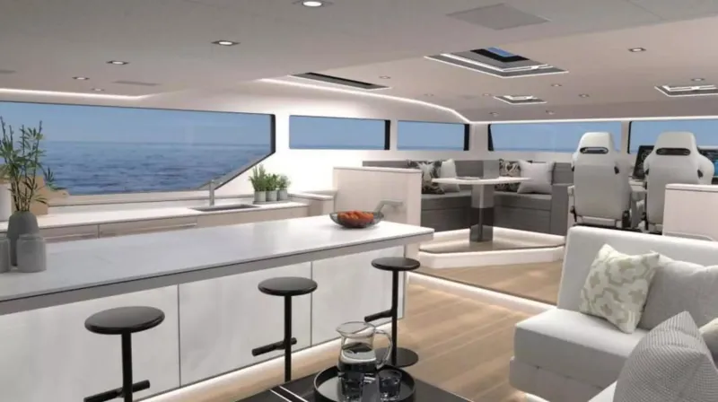 Slide: The Image of Luxurious interior of 2026 McConaghy MC63P Offshore yacht with modern design and ocean views. - 12