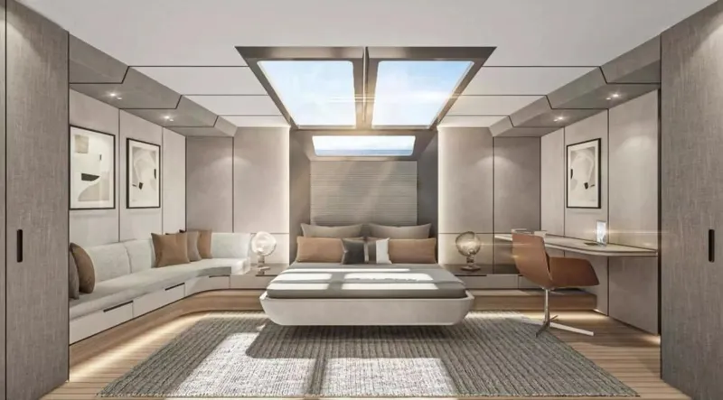 Slide: The Image of Luxurious interior of 2026 McConaghy MC63P Offshore yacht with modern design and skylights. - 18