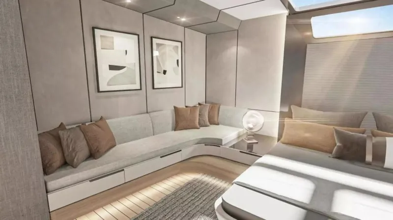 Slide: The Image of Luxurious interior of 2026 McConaghy MC63P Offshore yacht with modern decor and comfortable seating. - 19