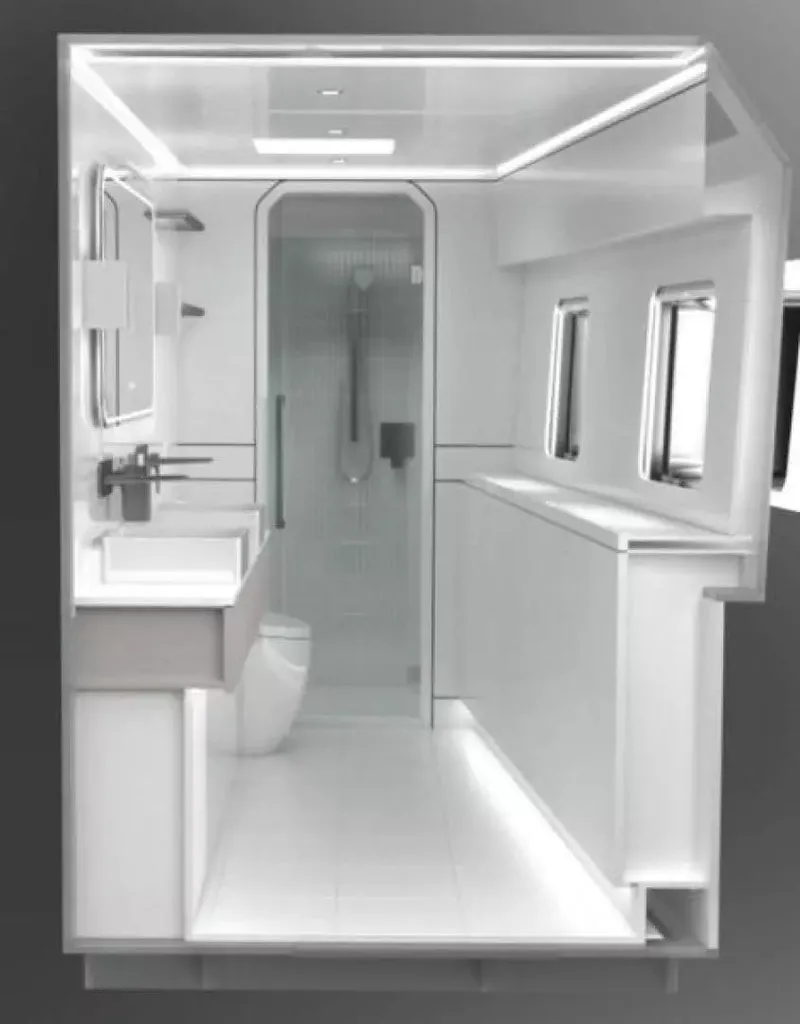 Slide: The Image of Luxurious bathroom interior of 2026 McConaghy MC63P Offshore yacht, featuring modern fixtures and sleek design. - 23