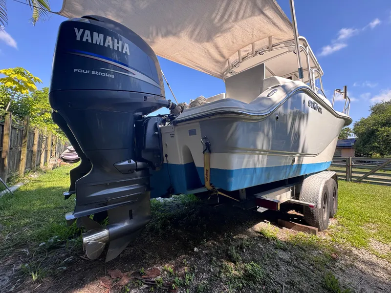 Slide: The Image of 2011 Sea Fox 256 WA Voyager boat with Yamaha four-stroke engine on trailer. - 10