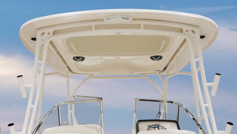 Slide: The Image of 2026 Grady-White Freedom 275 boat interior with luxurious seating and modern helm. - 9
