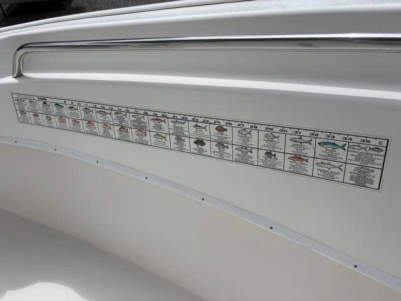 Slide: The Image of 2015 Cape Horn 27X3 boat interior with fish identification chart. - 24