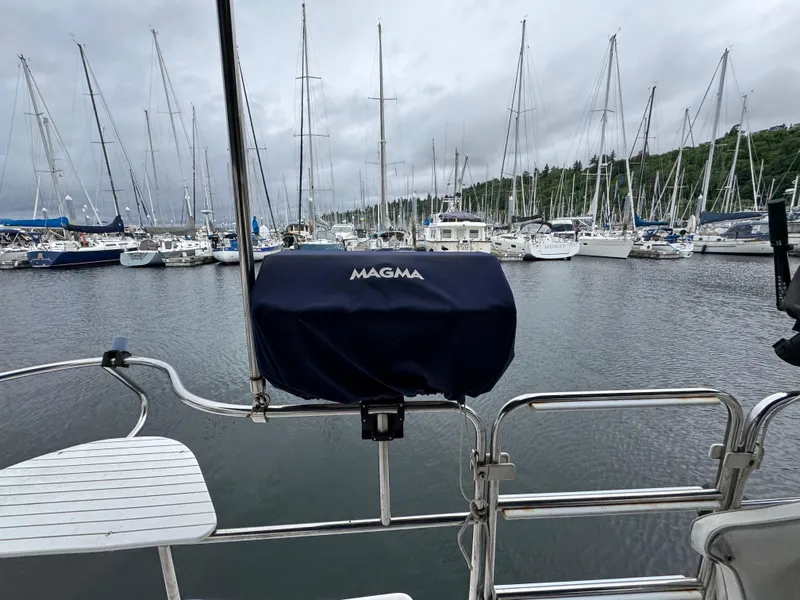 Slide: The Image of Sailboats docked in a marina, view from a 1995 Catalina 400 yacht. - 27